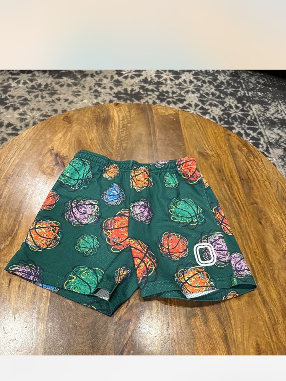 Men's Athletic Shorts in Green with Multicolor Graphic Print